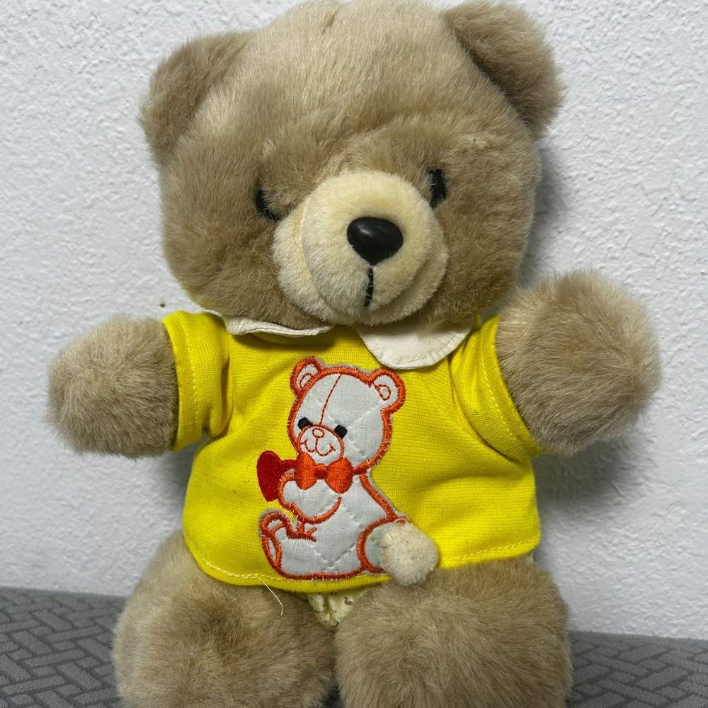 Adorable Plush Teddy Bear with Yellow Shirt